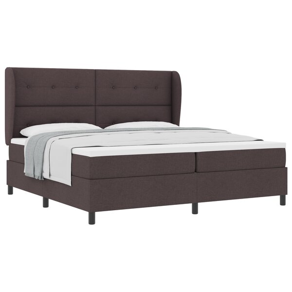 Lit Box Spring vidaXL avec Matelas en Brun Foncé  200x200 cm Tissu