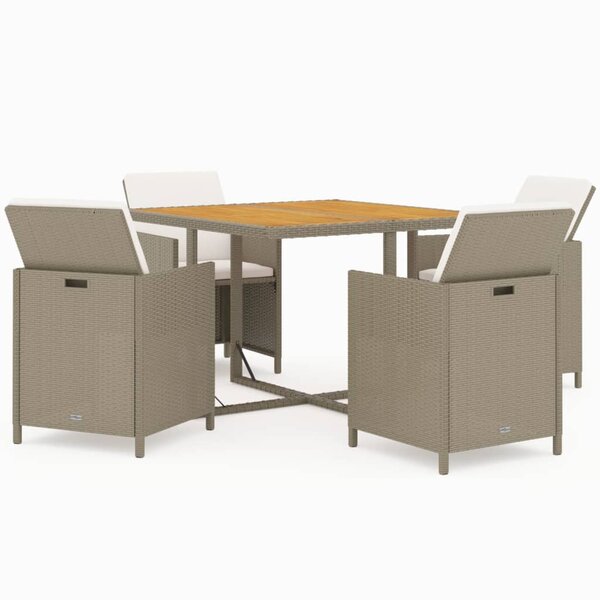 vidaXL Ensemble à manger de jardin et coussins 5 Pièces Poly rotin Beige