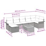 vidaXL Ensemble de Canapé de Jardin 8 Pièces avec Coussins Gris