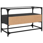vidaXL Meuble TV et dessus en verre noir 80x35x51 cm bois d'ingénierie