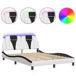 vidaXL Cadre de lit avec LED sans matelas blanc et noir 140x200 cm