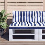 vidaXL Coussin de palette rayures bleues et blanches 80x40x12 cm tissu