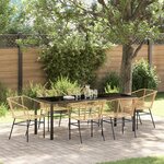 vidaXL Set de jardin 7 pièces Marron Rattan Poly