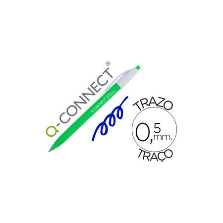 Stylo-bille biodegradable vert écriture 0.5mm encre classique rétractable couleur bleu x12 Q-CONNECT