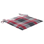 vidaXL Chaises de jardin et coussins à carreaux rouge 6Pièces Teck massif