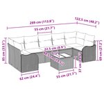 Ensemble de Sofa de Jardin 8 Pièces avec Coussins Gris Rattan Synthétique