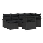 Ensemble de Canapés de Jardin de 7 Pièces avec Coussins Noir en Poly Rattan