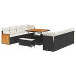 vidaXL Ensemble de Sofa de Jardin 11 Pièces avec Coussins Rattan Poly Noir Acacia