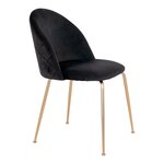 2 chaises de salle à manger en velours noir avec pieds en laiton