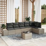 vidaXL Ensemble de Canapés de Jardin 7 pièces avec Coussins Gris Poly Rotin