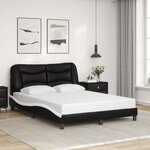 vidaXL Cadre de lit avec LED sans matelas noir et blanc 140x200 cm