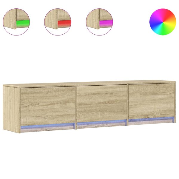 vidaXL Meuble TV avec LED chêne sonoma 165x34x40 cm bois d'ingénierie