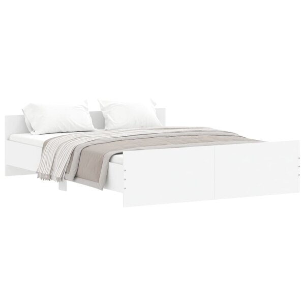 vidaXL Cadre de lit avec tête de lit et pied de lit blanc 160x200 cm