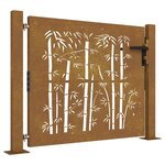 vidaXL Portail de jardin 105x105 cm acier corten design de bambou
