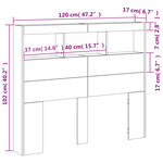 vidaXL Armoire tête de lit avec LED chêne fumé 120x17x102 cm