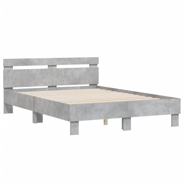 vidaXL Cadre de lit avec tête de lit gris béton 120x190 cm