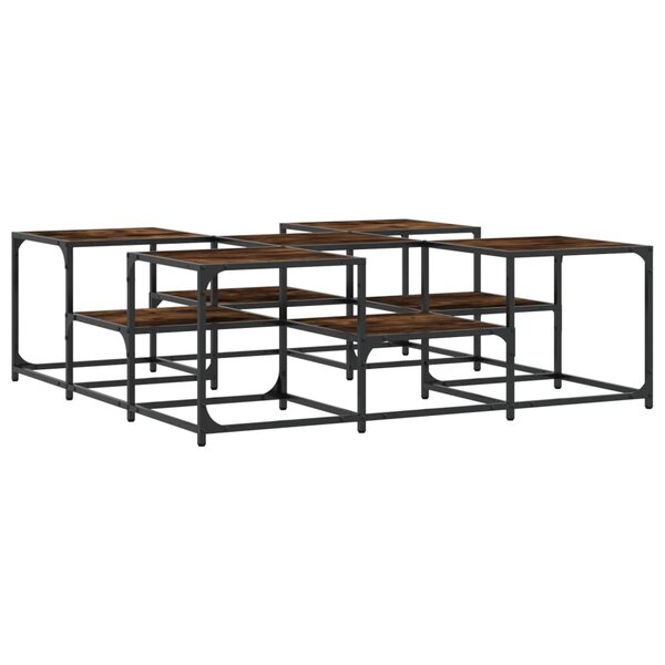 vidaXL Table basse chêne fumé 121x121x40 cm bois d'ingénierie