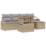 Set de canapés de jardin vidaXL 6 pièces avec coussins beige rattan poly