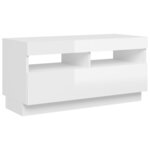 vidaXL Meuble TV avec lumières LED blanc brillant 80x35x40 cm