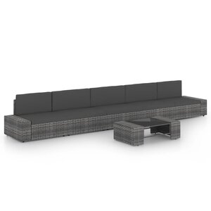vidaXL Salon de jardin 6 Pièces avec coussins Gris Résine tressée