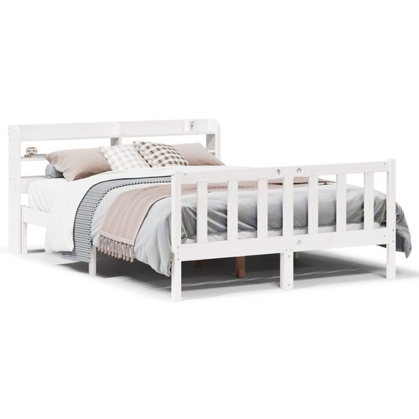 vidaXL Cadre de lit sans matelas blanc 140x200 cm bois de pin massif