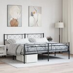 vidaXL Cadre de lit métal avec tête de lit/pied de lit noir 200x200 cm