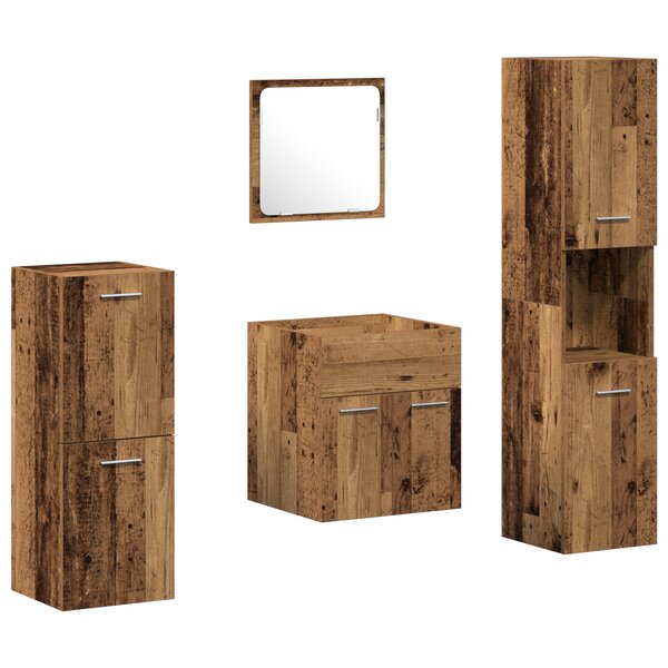 vidaXL Ensemble de meubles de salle de bain 4 pièces en vieux bois