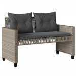 vidaXL Salon de jardin avec coussins 4 Pièces gris clair poly rotin verre
