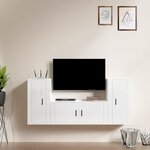 vidaXL Ensemble de meubles TV 3 Pièces Blanc brillant Bois d'ingénierie