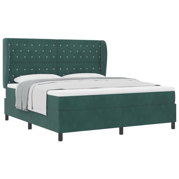 vidaXL Lit à ressorts avec matelas vert foncé 180x200 cm  velours