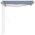 vidaXL Auvent rétractable automatique et poteaux 3 5x2 5 m Bleu blanc