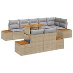 Ensemble de canapés de jardin 9 pièces avec coussins Beige Rotin
