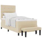 vidaXL Lit à Ressorts avec Matelas & Banc Crème 90x200 cm Tissu