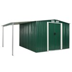 Vidaxl abri de jardin à portes coulissantes vert 386x259x178 cm acier
