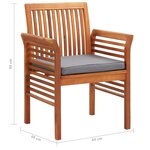 vidaXL Mobilier à dîner d'extérieur 7 Pièces et coussins Acacia solide