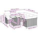 vidaXL Ensemble de Canapé de Jardin 9 Pièces avec Coussins Gris Rattan Poly