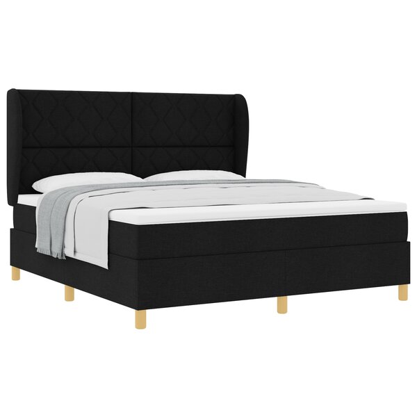 Lit Box Spring vidaXL avec Matelas Noir 180x200 cm Tissu