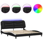 vidaXL Cadre de lit avec lumière LED noir blanc 180x200 cm similicuir