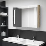 vidaXL Armoire de salle de bain à miroir LED 89x14x62 cm chêne