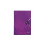 Trieur ménager WOW en polypropylène. 5 compartiments, fermeture par élastique, violet LEITZ