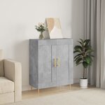 vidaXL Buffet gris béton 69 5x34x90 cm bois d'ingénierie