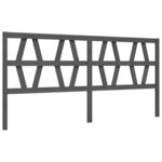 vidaXL Cadre de lit avec tête de lit gris 200x200 cm bois massif