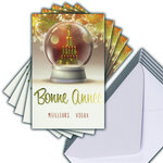 LOT 5 Cartes Meilleurs Vœux + 5 Enveloppes 4x9cm
