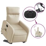 vidaXL Fauteuil inclinable de massage Crème Tissu