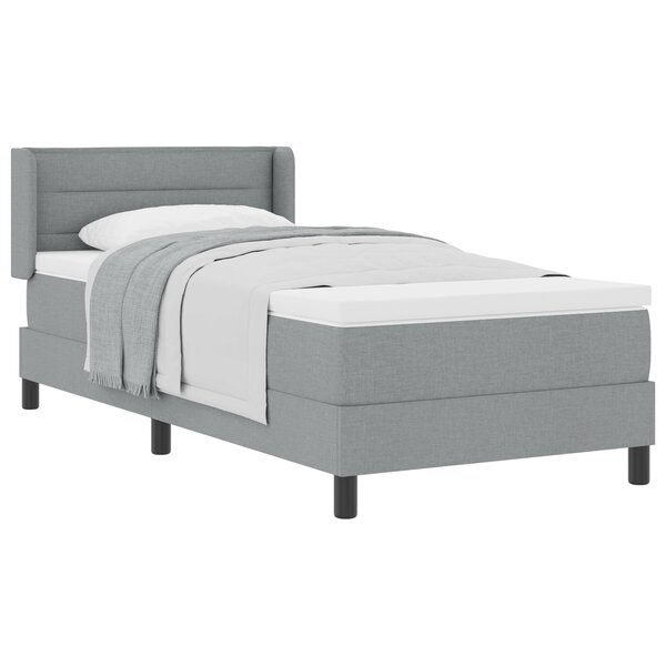 Lit à ressort vidaXL gris clair 90x200 cm en tissu