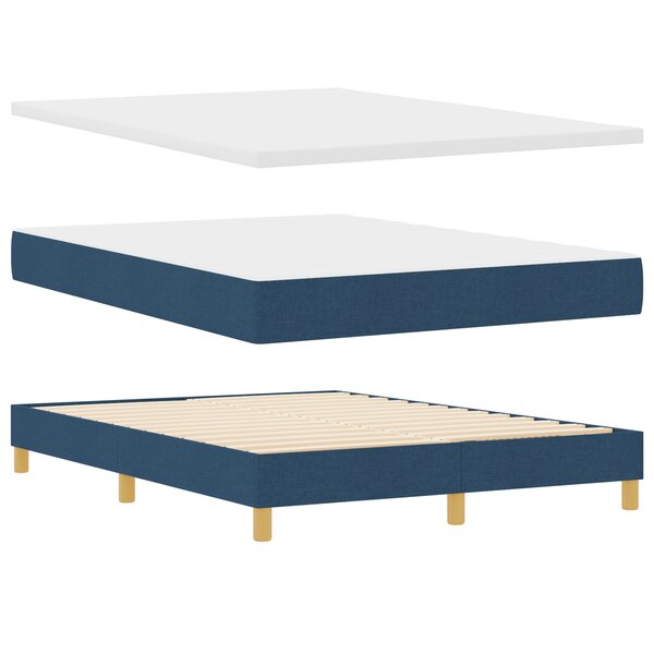 Lit avec sommier à ressorts vidaXL et matelas bleu 160x200 cm en tissu