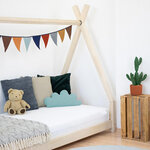 Lit Tipi enfant bois massif gris 80 x 180 cm