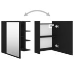vidaXL Armoire à miroir de salle de bain Noir Bois d’ingénierie