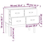vidaXL Armoire console Gris 90x40x78 cm Bois de pin solide