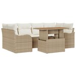 Ensemble de canapé de jardin de 7 pièces vidaXL avec coussins Beige en polyrotin et acacia